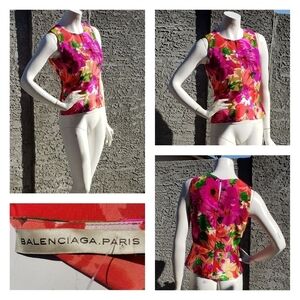 Balenciaga Multicolor Floral‎ Silk Sleeveless